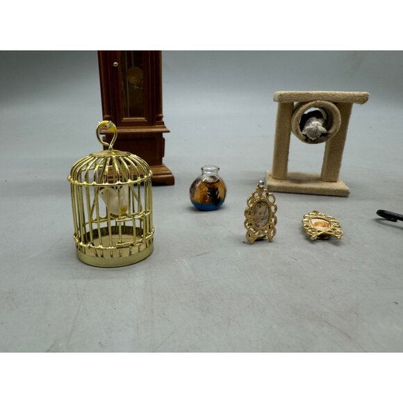 Miniature Dollhouse Accessory Set: Globe Grandfather Clock Birdcage Vases Umbrel - Picture 4 of 7